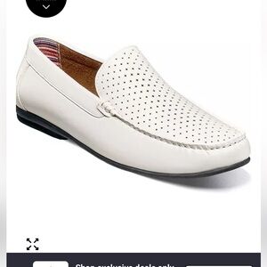 Stacy Men's White Conroy Perfed Slip On Shoe Leather Slip-On Loafers size 7.5M